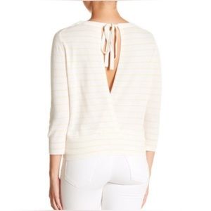 Vince Striped Back Tie Crew Off-White/Buttercream XS